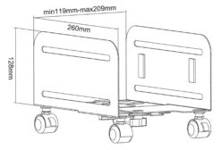 DELTACO OFFICE CPU stand, universal, mobil, sort