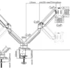 DELTACO Office, gasfjederarm skrivebord, 17"-32", 1,5-8kg, 75x75-100x100DE