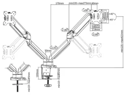 DELTACO Office, gasfjederarm skrivebord, 17"-32", 1,5-8kg, 75x75-100x100DE