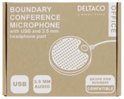 DELTACO Office konferencemikrofon med USB & 3,5mm lydport, VoIP, sort