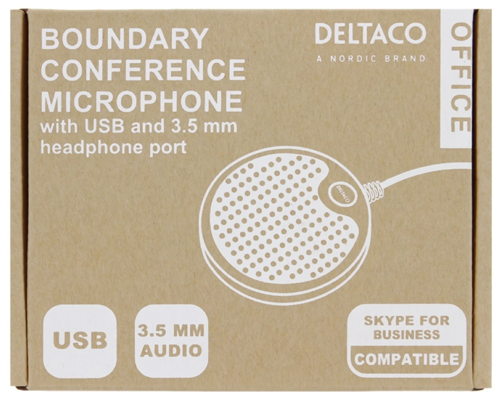 DELTACO Office konferencemikrofon med USB & 3,5mm lydport, VoIP, sort