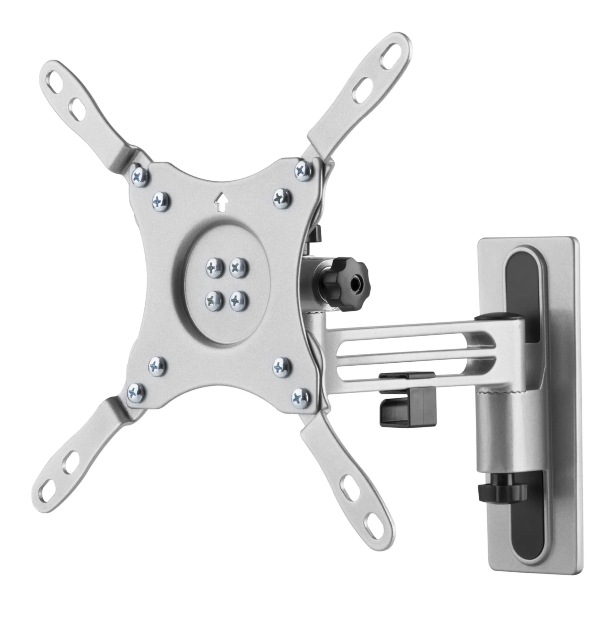 DELTACO OFFICE TV/monitor wall mount for RVs/motorhomes and trailers, aluminum, swivel, tilt, lockable, 13"-43", VESA, Full-Motion, 2-way, black