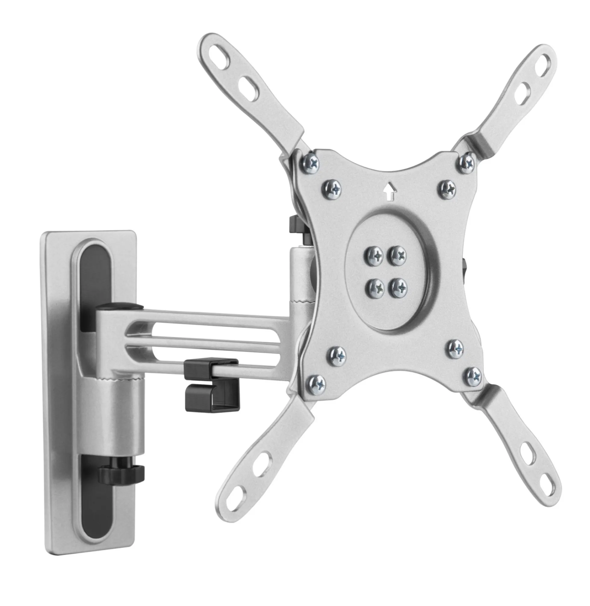 DELTACO OFFICE TV/monitor wall mount for RVs/motorhomes and trailers, aluminum, swivel, tilt, lockable, 13"-43", VESA, Full-Motion, 2-way, black