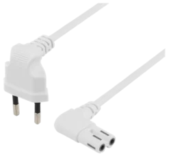 DELTACO outlet cable, 5m, angled CEE 7/16 to angled IEC 60320 C7,hvid