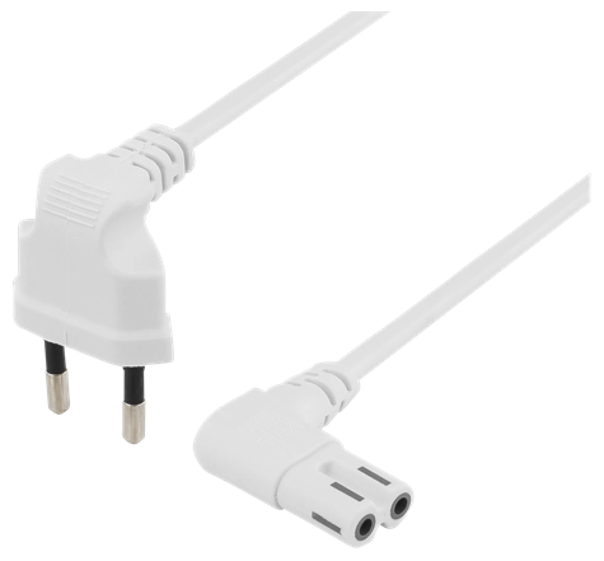 DELTACO outlet cable, 5m, angled CEE 7/16 to angled IEC 60320 C7,hvid