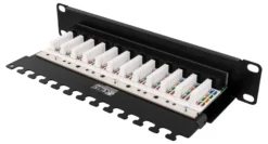 DELTACO 10-PATCH16 Patch panel, 12 ports, Cat6, UTP, sort