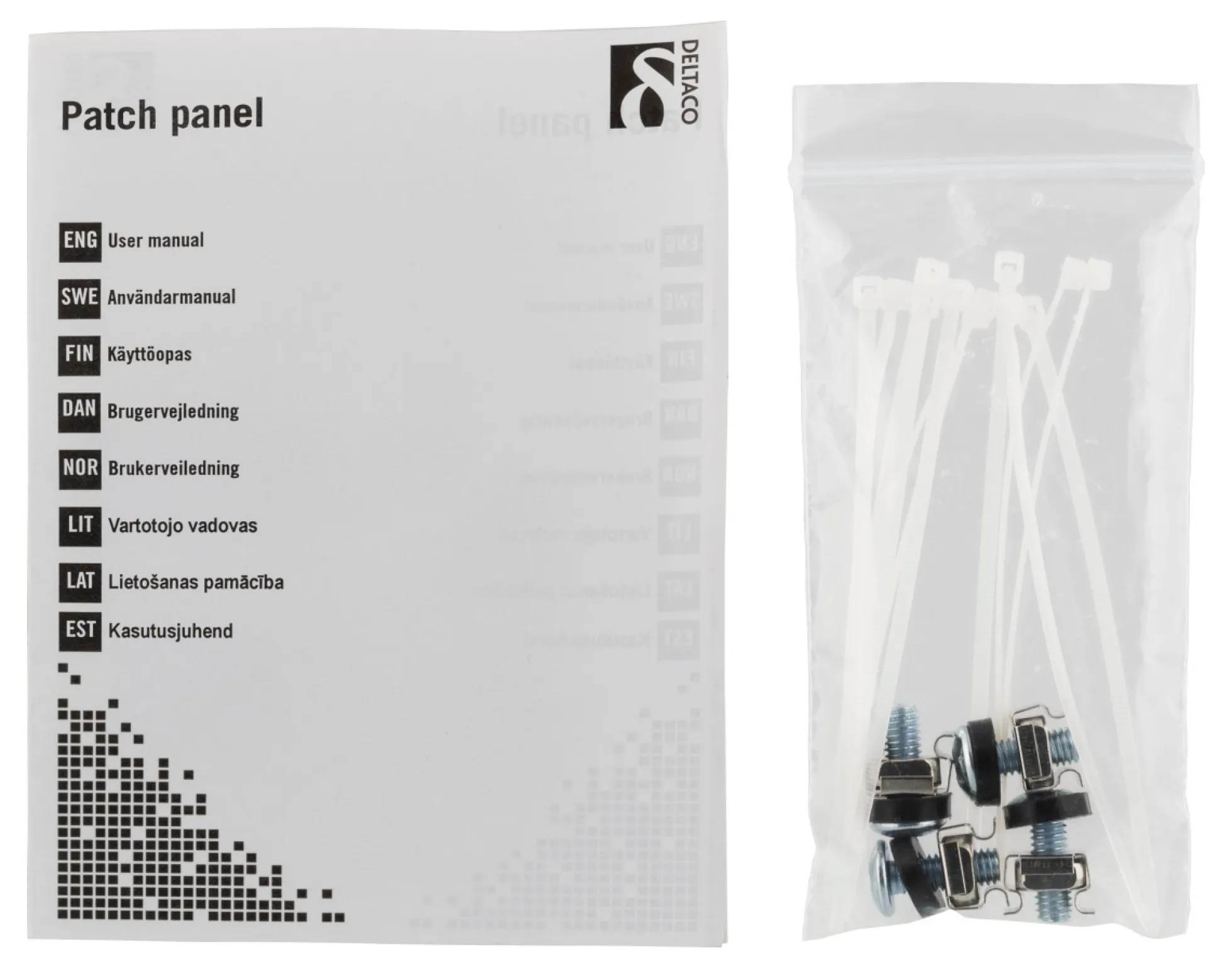 DELTACO 10-PATCH16 Patch panel, 12 ports, Cat6, UTP, sort