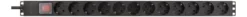 DELTACO PDU with 12x CEE 7/4 outlets, 3500W, power switch, alumini