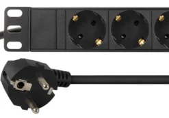 DELTACO power outlet, 9xCEE 7/4, 1xCEE 7/7, pet-protected, 2m,black