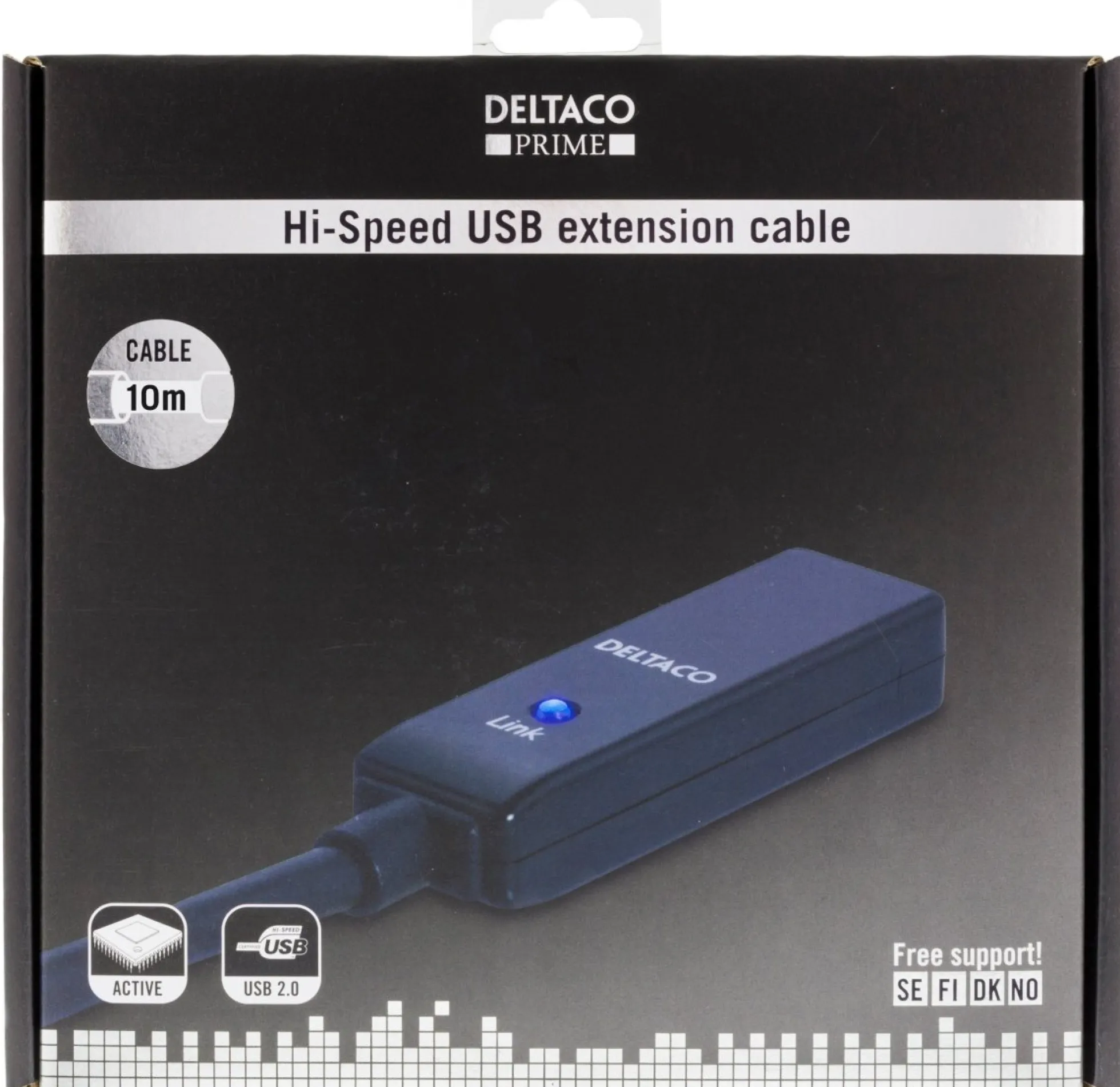 DELTACO PRIME USB 2.0 forlængerkabel, aktiv, Typ A han - Typ