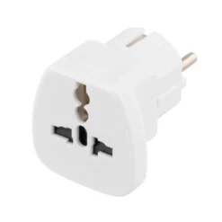 DELTACO rejseadapter,UK/US/Italien/Schweiz - EU, 250V/16A, jordet, hvid