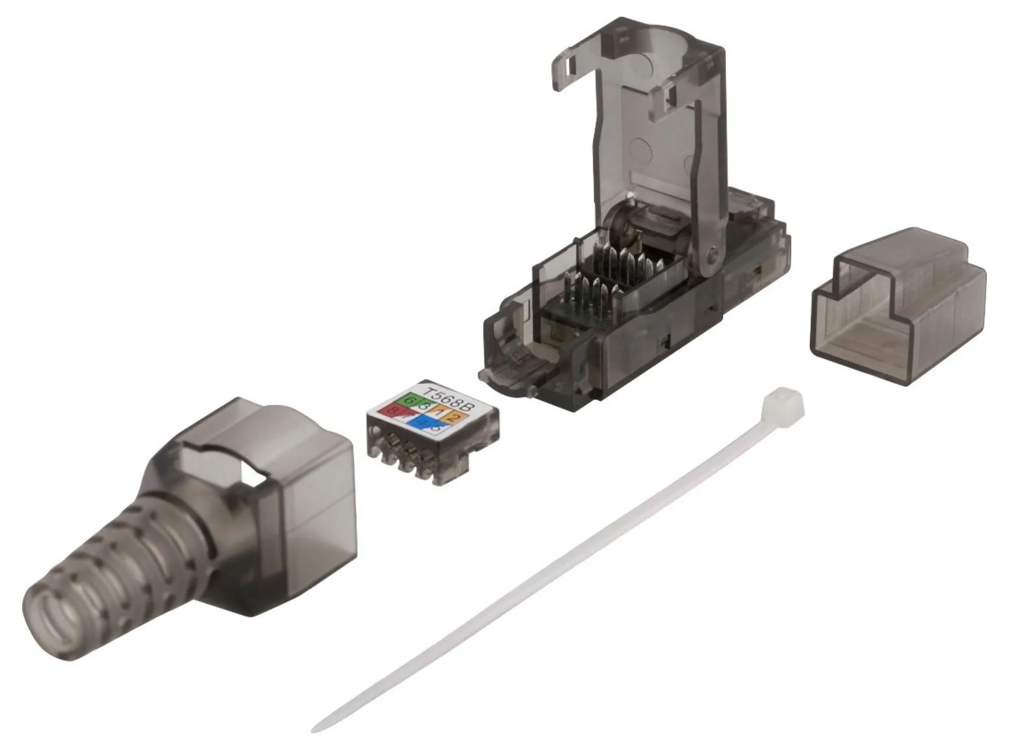DELTACO RJ45 plug Cat6A, unshielded, tool-less, grå