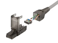DELTACO RJ45 plug Cat6A, unshielded, tool-less, grå