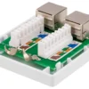DELTACO shielded network socket, Surface UTP 2xRJ45, Cat6, hvid