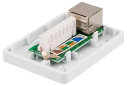 DELTACO shielded network socket, Surface FTP 1xRJ45, Cat6, hvid