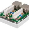 DELTACO shielding network wall socket, Surface FTP 2xRJ45, Cat6A, hvid