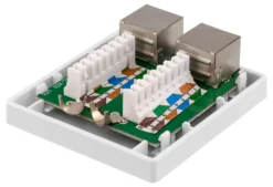 DELTACO shielding network wall socket, Surface FTP 2xRJ45, Cat6A, hvid