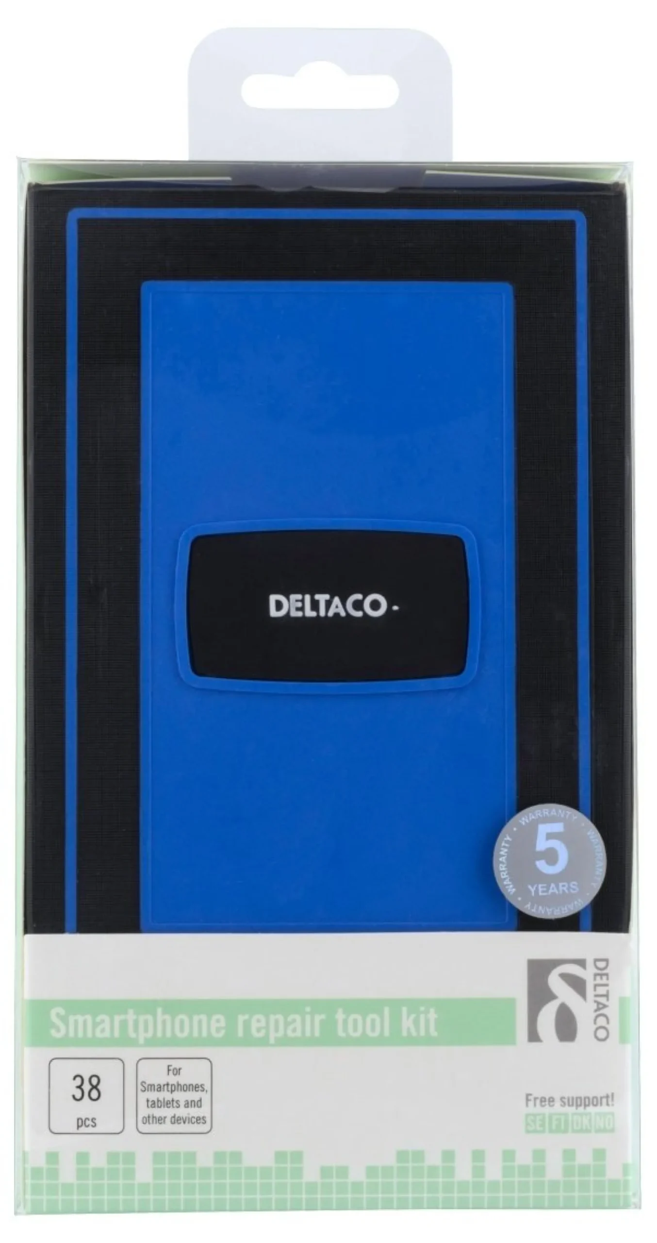 DELTACO Smartphone Repair Kit, 38 deler, Presisjon CRV, blå
