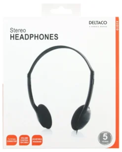 DELTACO Stereo Headphones , volumekontrol, 1x 3,5mm, ca 2m kabel