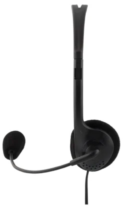 DELTACO Stereo Headset, microphone and volumen kontrol, 2x 3,5mm, sort