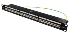 DELTACO STP patch panel, 24xRJ45, Cat6a, 1U, 19
