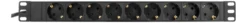 DELTACO strømskinne med 9 schuko jord (side jord), 3 meter ledning, sort