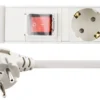 DELTACO strømskinne, 8x CEE 7/3 stik, 1x CEE 7/7 tilslutning, central afbryder, 19" 1U, 3 meter kabel, hvid