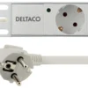 DELTACO strømskinne, 8xCEE 7/4, 1xCEE 7/7, 2m kabel, Hvid
