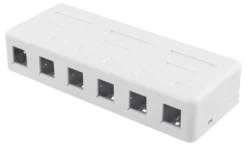 DELTACO Surface mount box for Keystone, 6 ports, hvid