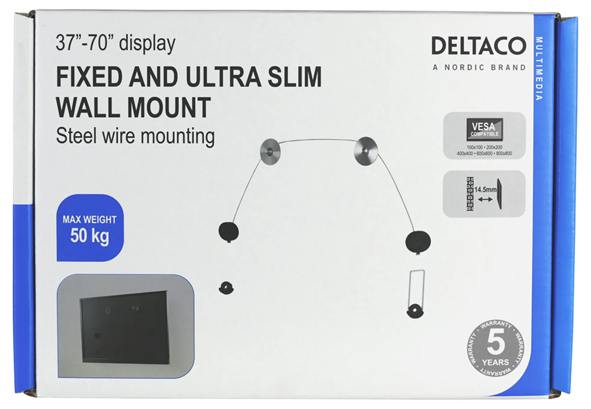 DELTACO, ultra-slank TV-ophæng, 37"-70", 50kg
