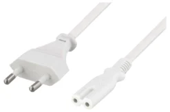 DELTACO ungrounded power cable, CEE 7/16 to IEC 60320 C7, 10m, hvid