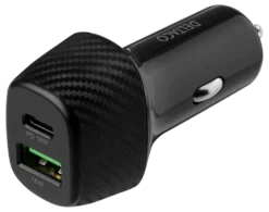 DELTACO USB car charger, 1x USB-C, PD 18 W, 1x USB-A, 18 W, total 36 W