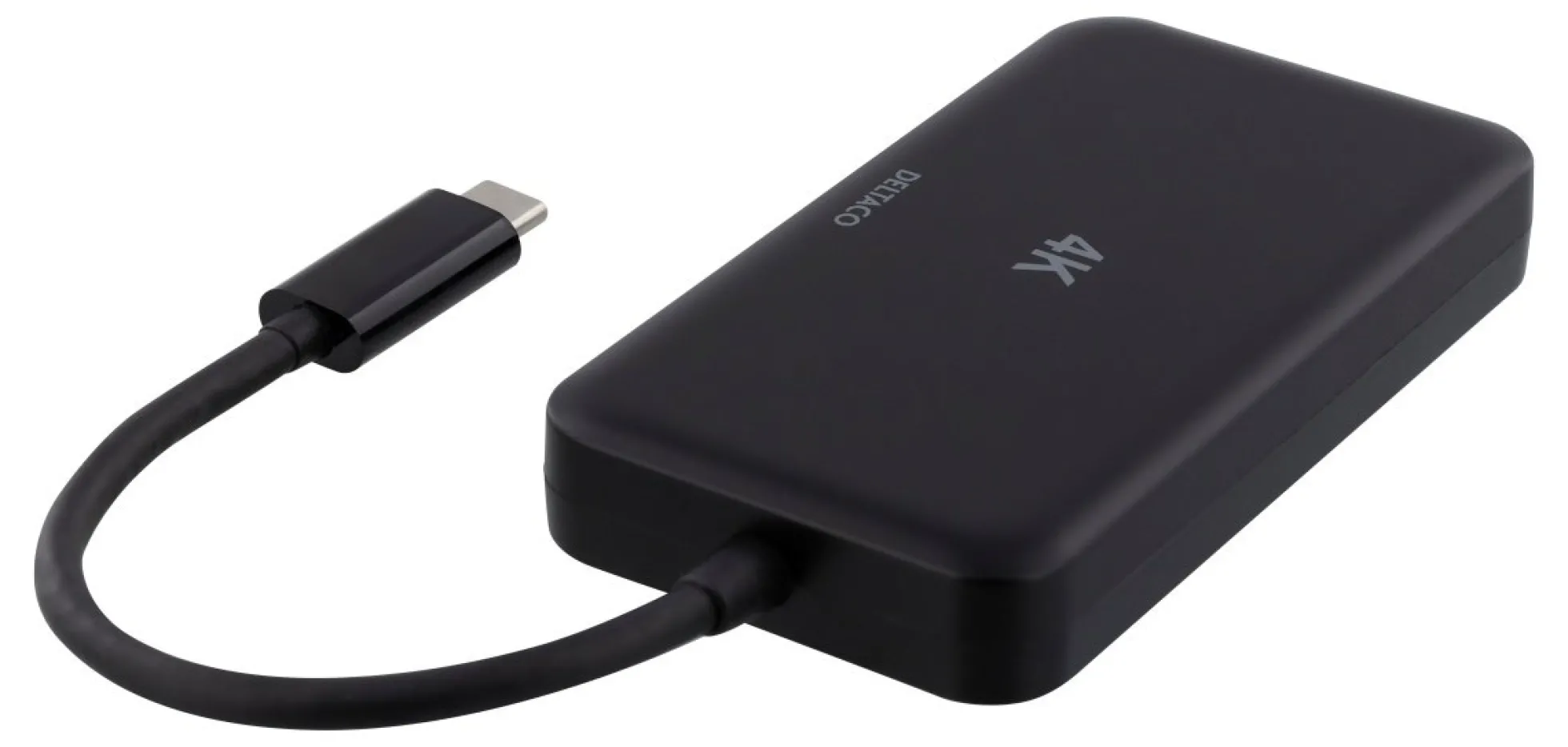 DELTACO USB-C to HDMI/DP/DVI/VGA adapter, 4K, DP Alt Mode, sort