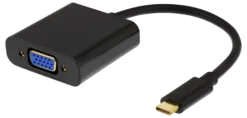 DELTACO USB-C to VGA adapter w. audio, 1080p 60Hz, 0,2m, sort