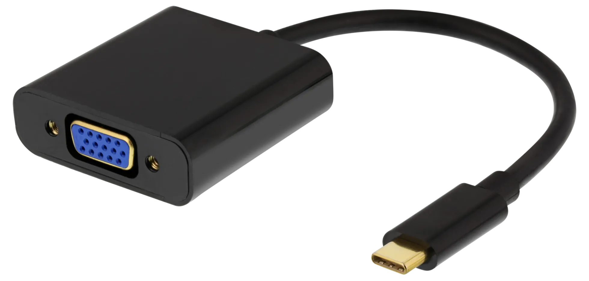 DELTACO USB-C to VGA adapter w. audio, 1080p 60Hz, 0,2m, sort