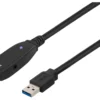 DELTACO USB 3.0-forlængerkabel, aktivt, Type A han - Type A han, 2