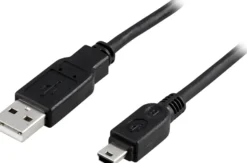 DELTACO USB 2.0 kabel Type A Han - Type Mini B Han 0,5m, sort