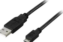 DELTACO USB 2.0 kabel Type A han - Type Micro B han, 5-pin, 0,25m, sort