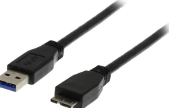 DELTACO USB 3.0 kabel, Type A han - Type Micro B han, 1m, sort