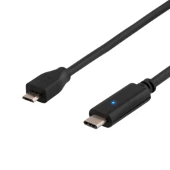 DELTACO USB 2.0 kabel, Type C M - Type MIcro B M, 0.5m, sort