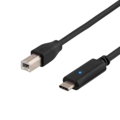 DELTACO USB 2.0 kabel, Type C M - Type B M, 2m, sort