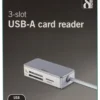 DELTACO USB 3.0 kortlæser, 3 rum, understøtter SDHC, Micro-SD, TF, M