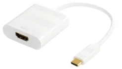 DELTACO, USB 3.1 til HDMI adapter, USB-C han - HDMI hun, hvid