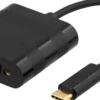 DELTACO, USB 3.1 til VGA adapter, USB-C han - VGA hun, sort