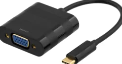 DELTACO, USB 3.1 til VGA adapter, USB-C han - VGA hun, sort