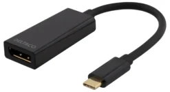 DELTACO USB 3.1 to DisplayPort adapter, USB type C - DP hun , sort