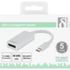 DELTACO USB 3.1 to DP adapter, Type C han - DP hun, 4K, UHD, hvid