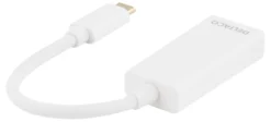 DELTACO USB 3.1 to DP adapter, Type C han - DP hun, 4K, UHD, hvid