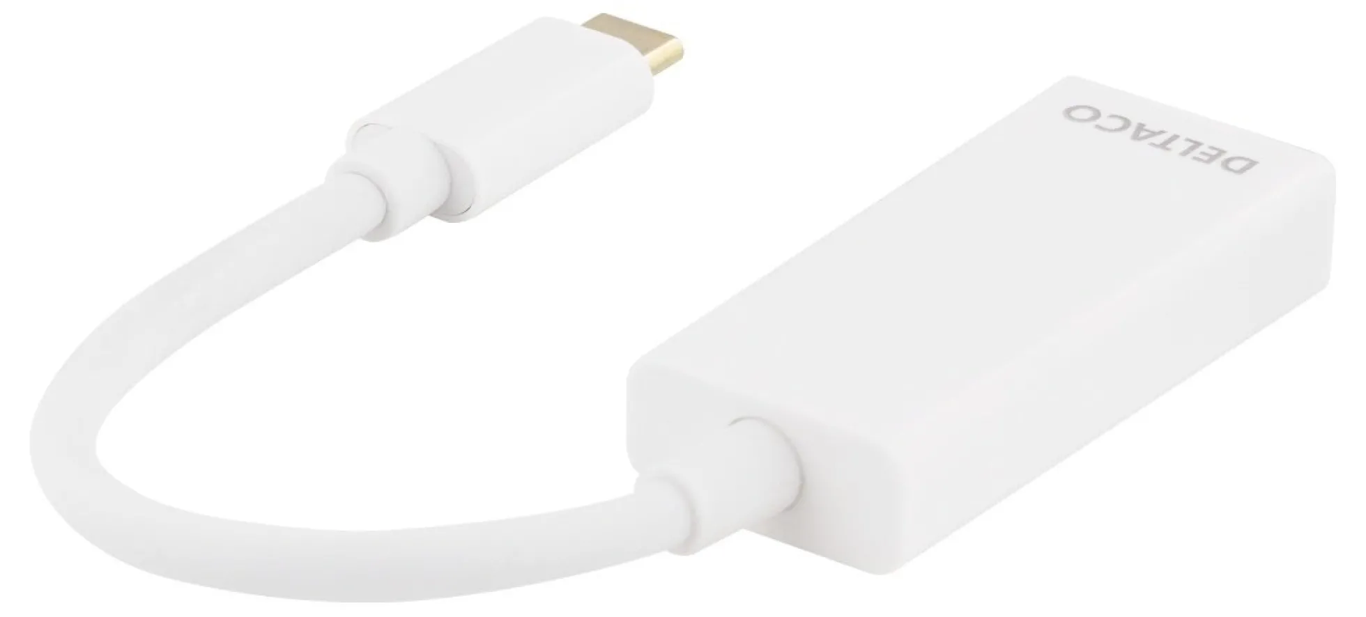 DELTACO USB 3.1 to DP adapter, Type C han - DP hun, 4K, UHD, hvid