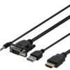 DELTACO VGA & Audio - HDMI cable, USB powered, 2m, sort DELTACO VGA &